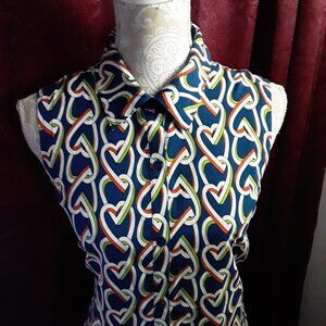 Cabi heart chainlink blue shirt midi dress size M